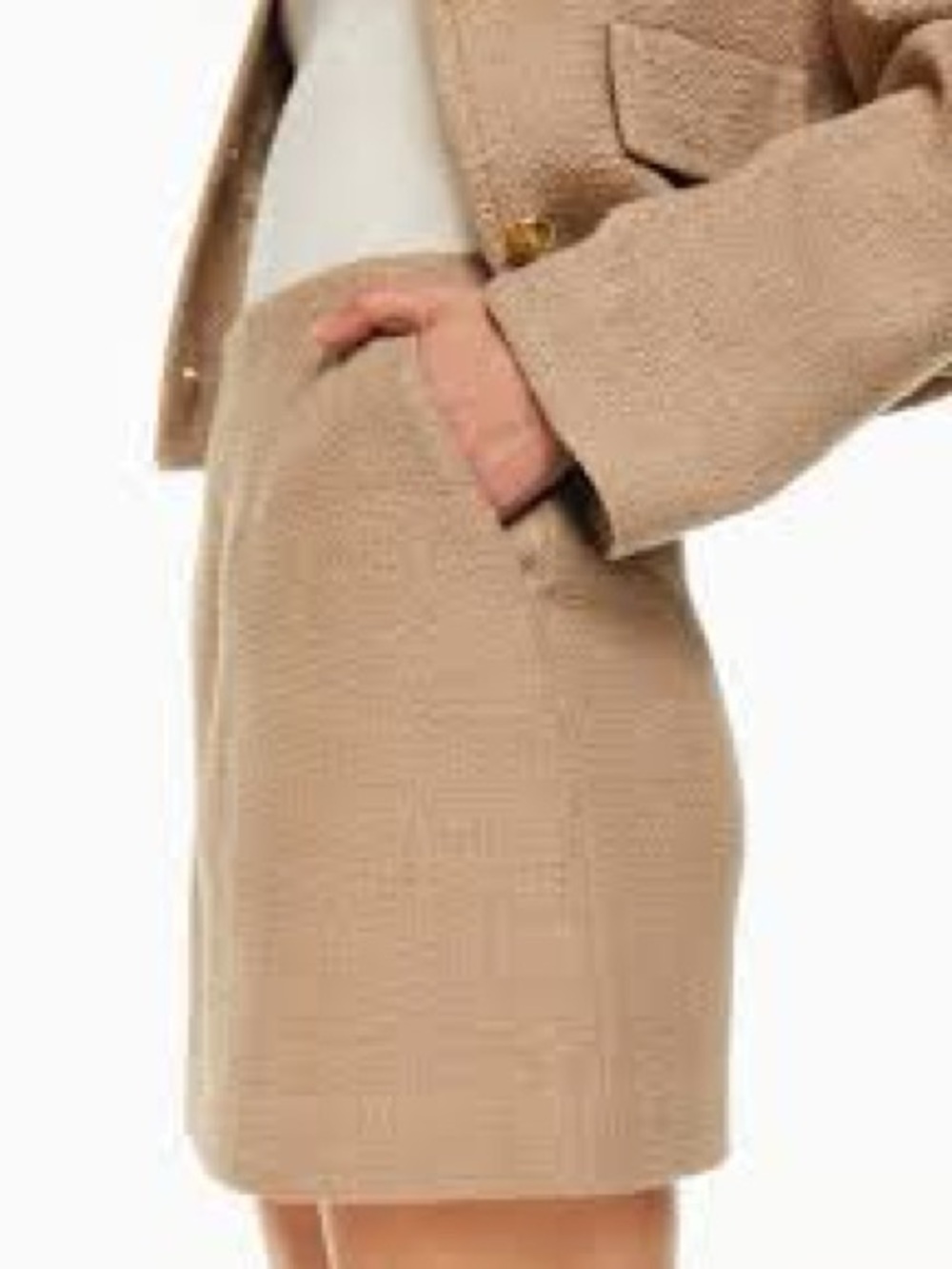 Babaton Camel Textured Mini Skirt